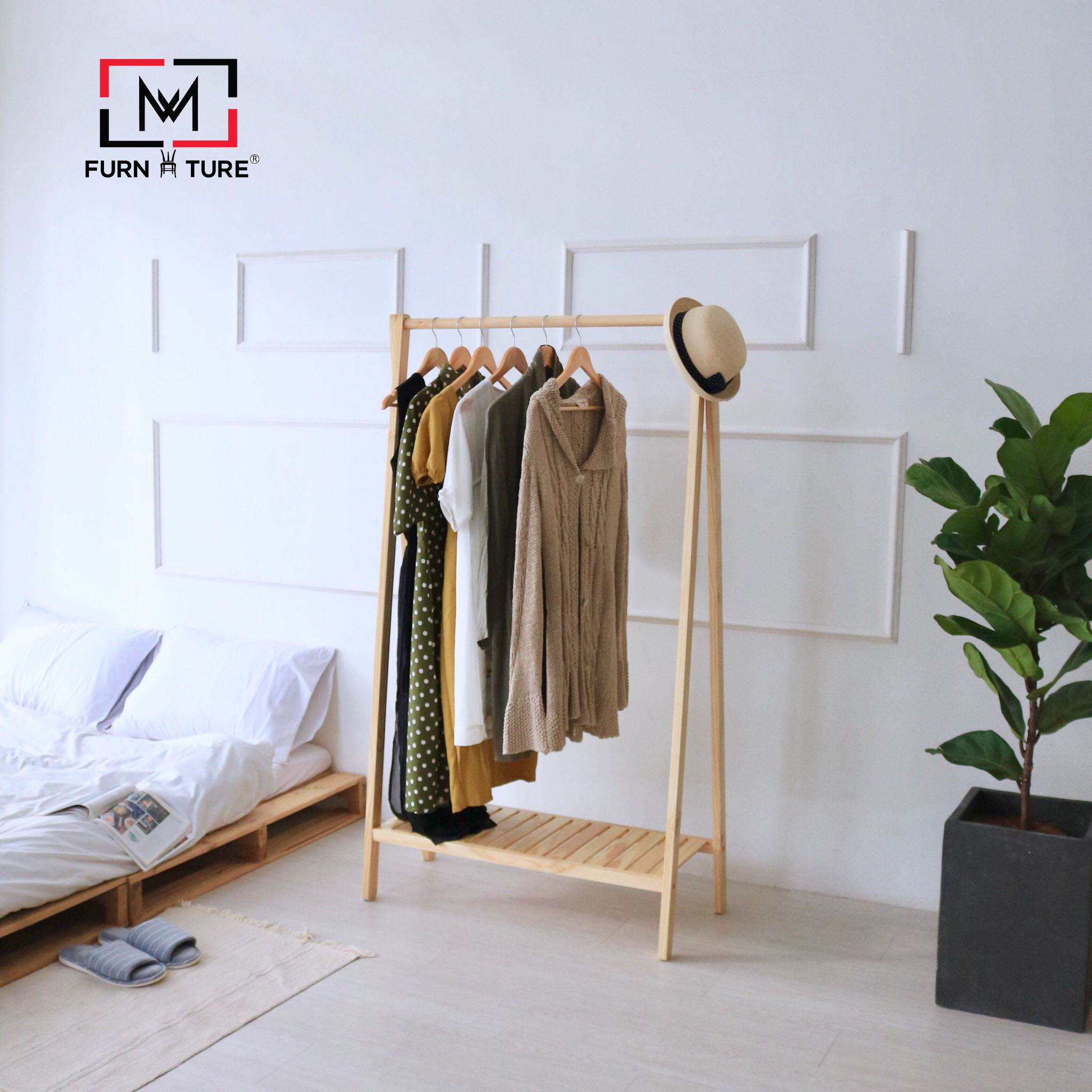 KỆ TREO QUẦN ÁO CHỮ A 1 TẦNG GỖ LẮP RÁP HÀN QUỐC THƯƠNG HIỆU MW FURNITURE - NỘI THẤT CĂN HỘ