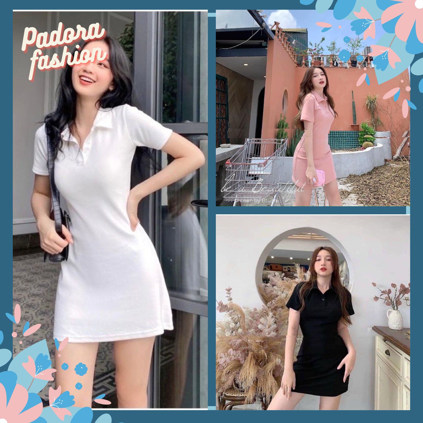 Đầm Polo dáng suông váy suông cổ sơ mi chất co giãn Padora-V147