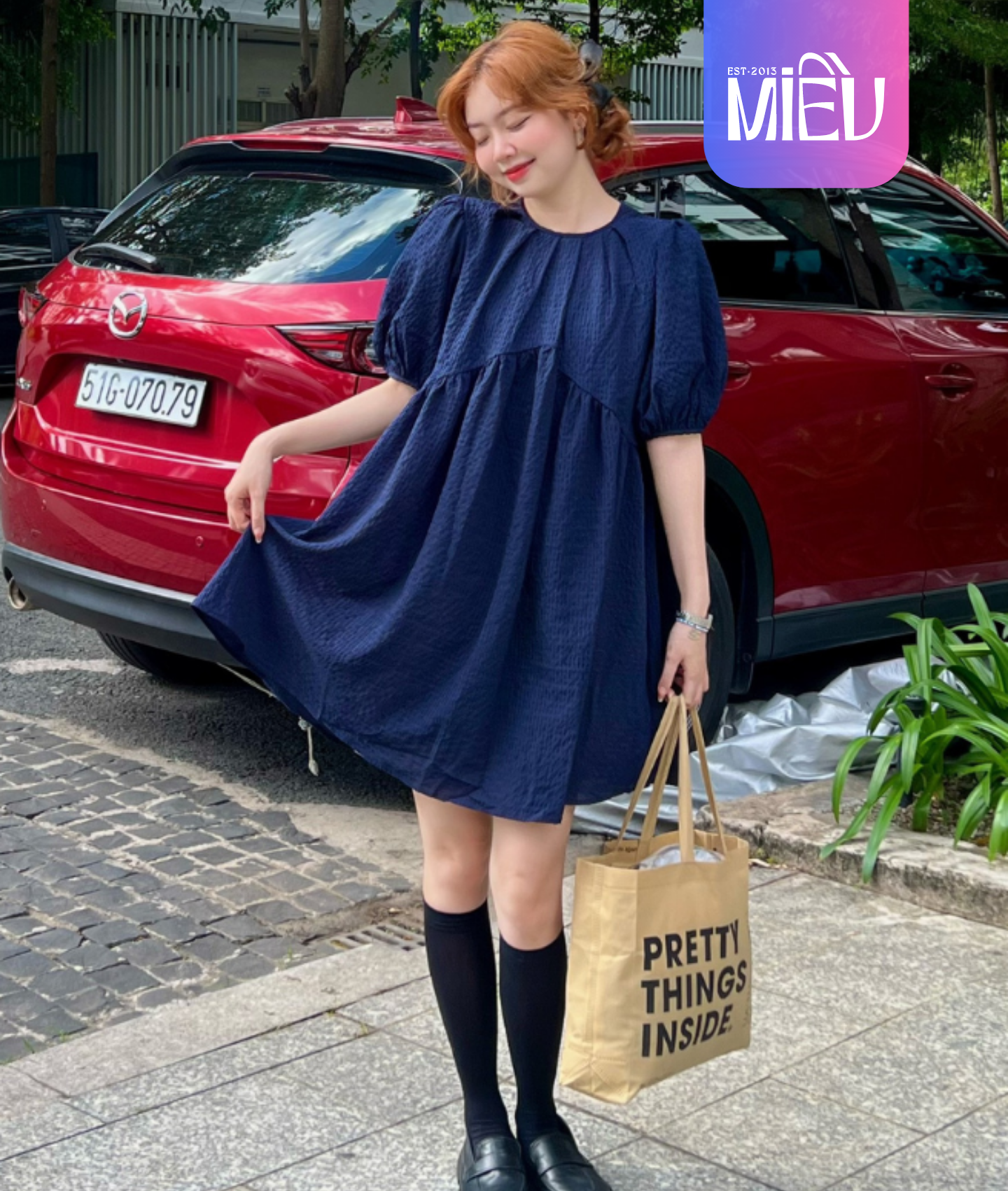 Đầm babydoll tay ngắn Olwen Dress