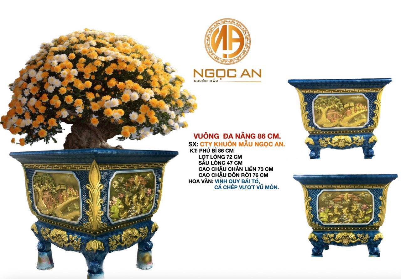 Khuôn đúc chậu cảnh Vuông 86 đa năng, Chất liệu Nhựa ABS cao cấp, Dùng làm chậu cây cảnh xi măng