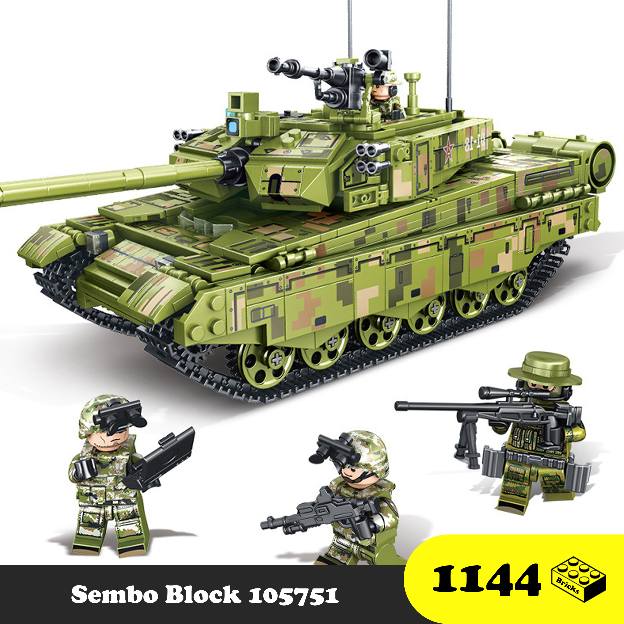 Đồ chơi Lego Lắp ráp Xe Tăng bọc thép 99A, Sembo Block 105751 Amored Lego Tank, Xếp hình thông minh [1144 mảnh ghép] Quà tặng cho bé