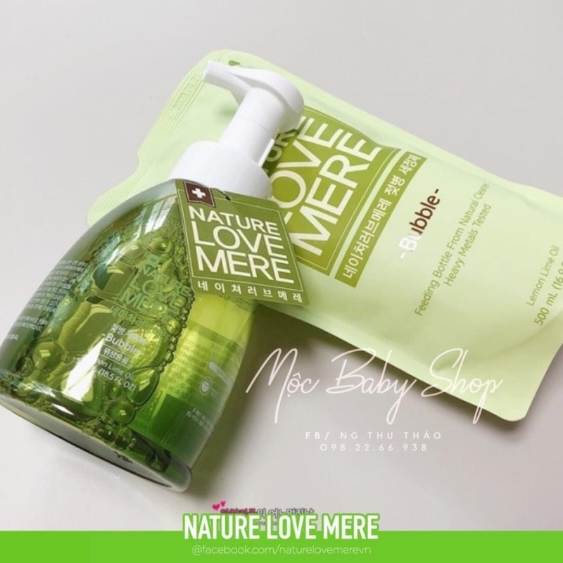 [Mã 12FMCGSALE1 giảm 40k đơn 250k] NƯỚC RỬA BÌNH TẠO BỌT NATURE LOVE MERE 550ml