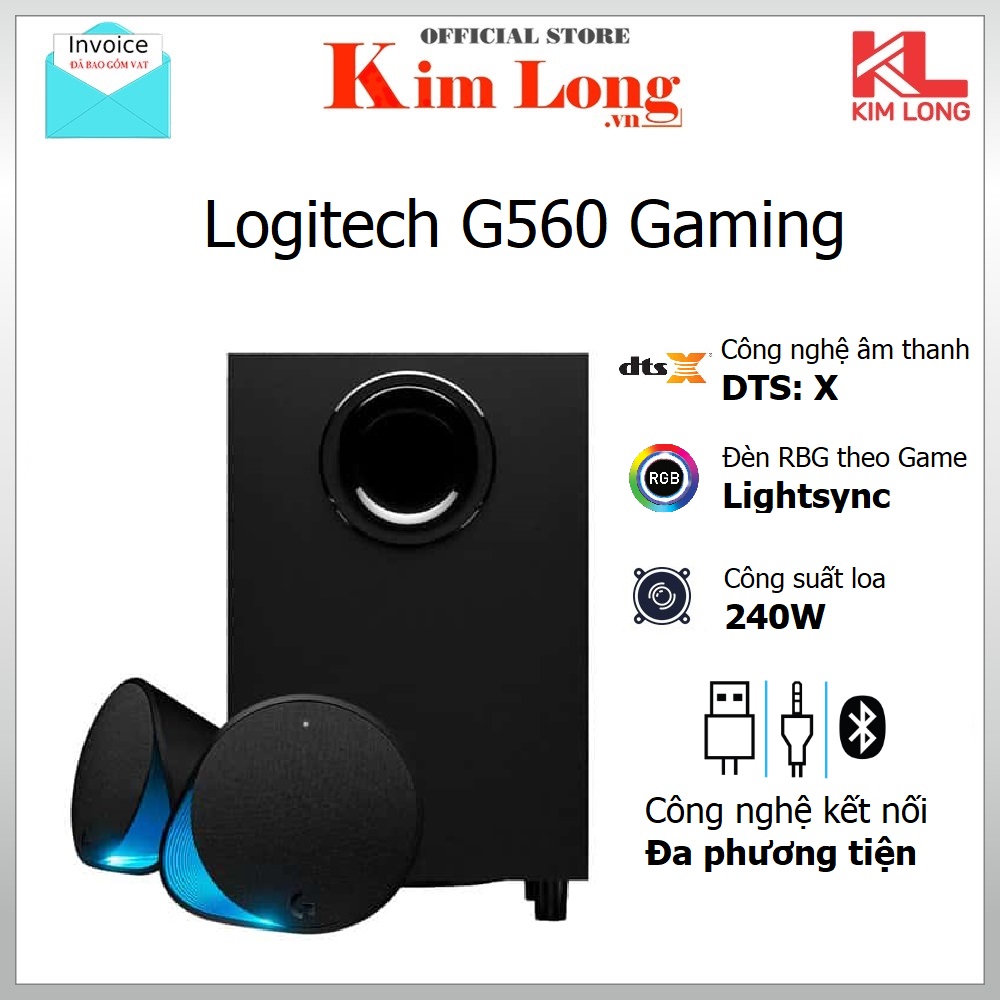 Loa logitech g560 gaming rgb 16,8 triệu màu lightsync gaming -kết nối bluetooth - công suất 240w - âm thanh dts x