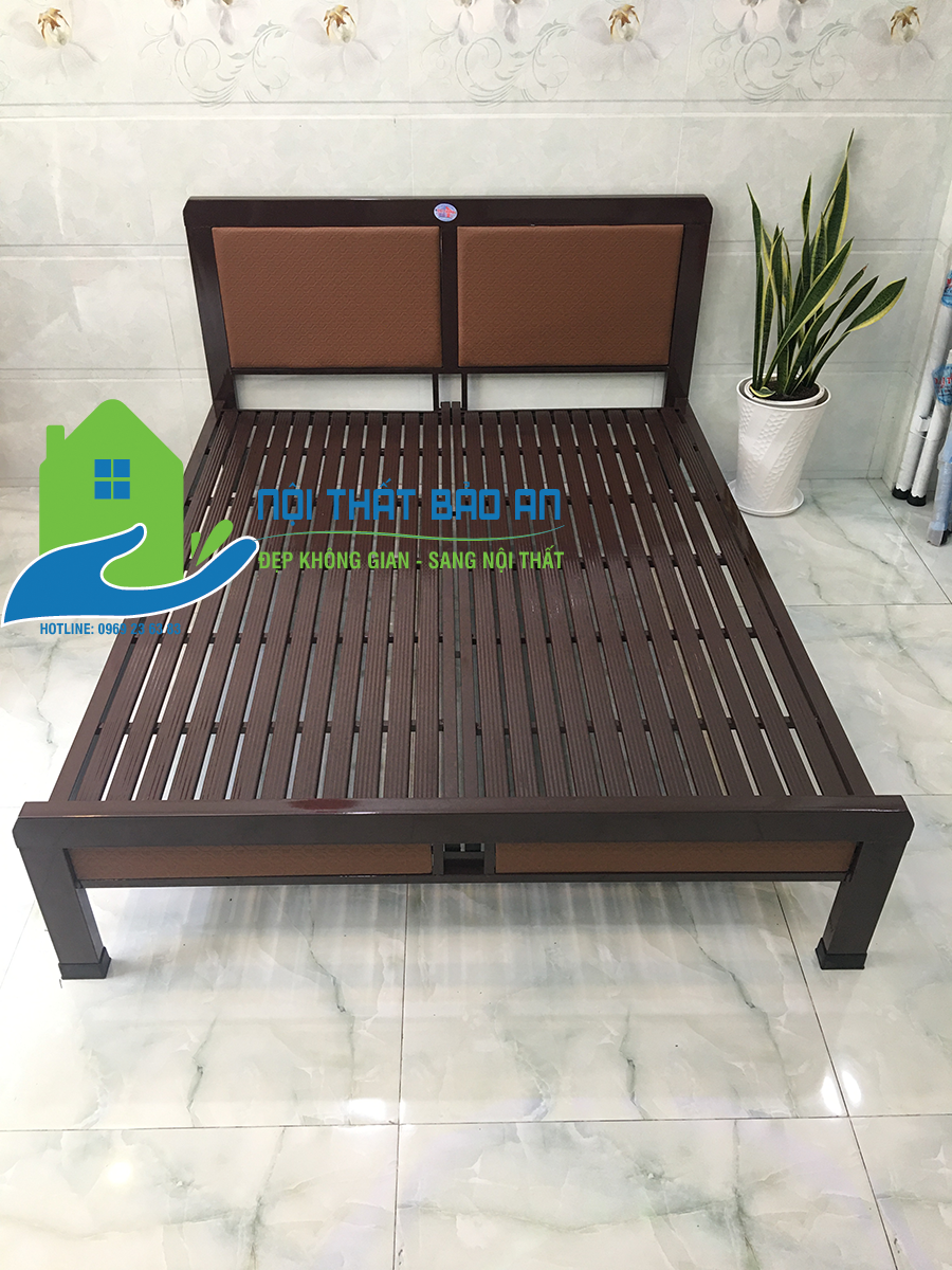 [HCM] Giường sắt kiểu gỗ kích thước từ 1m đến 1m8x2m - Bảo An