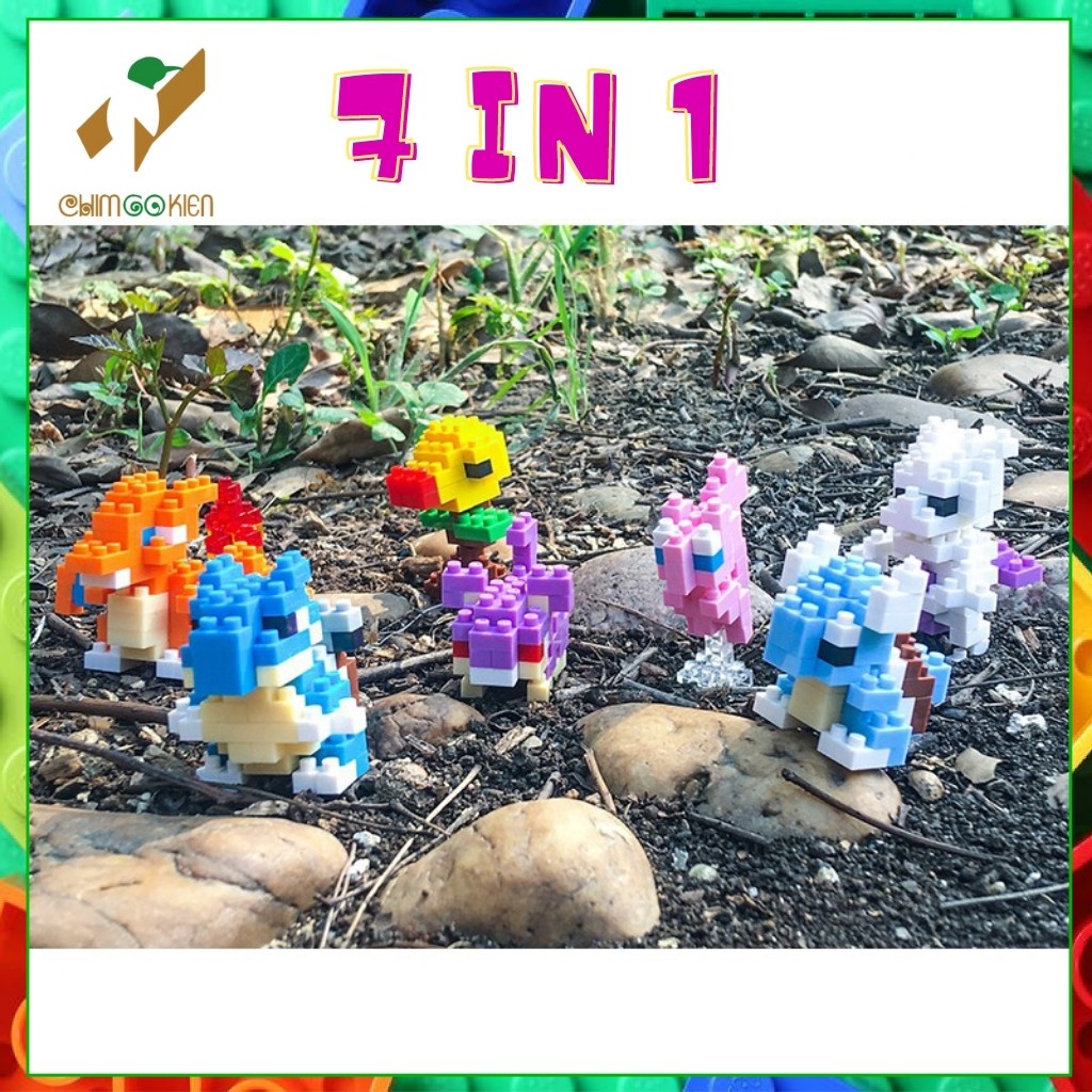 Lego pokemon-mô hình pokemon set 7 nhân vật mini 400 chi tiết
