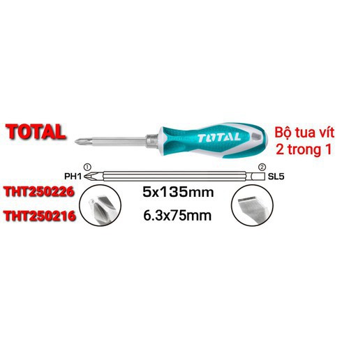 Bộ tua vít 2 trong 1 total tht250216/ tht250226