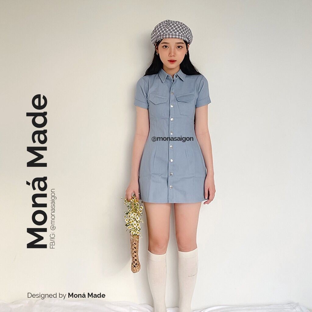 Đầm sơ mi kaki moná - hebe trắng