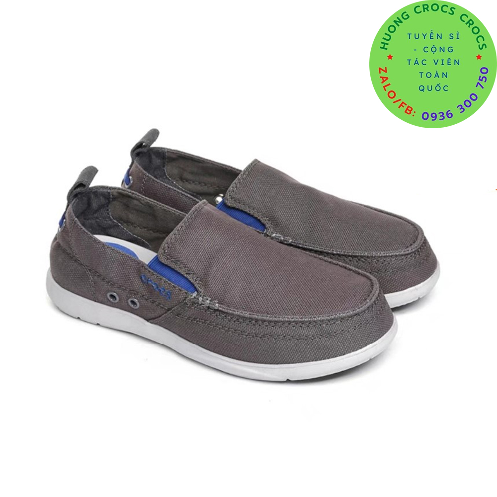 GIÀY VẢI CROCS WALU ACCENT MEN SLIP ON CHO NAM MÀU XÁM ĐẬM