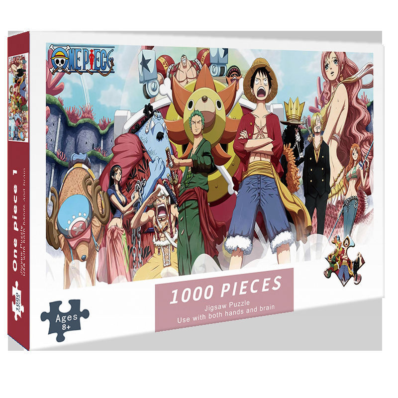 Tranh ghép hình 1000 mảnh Onepiece team mũ rơm dành cho người lớn và trẻ em, phát triển tư duy, kiên nhẫn, đồ chơi trẻ em, lắp ráp thông minh (kích thước: 75x50 cm) Xếp hình 1000 miếng cao cấp, Màu sắc nét, Miếng ghép khít