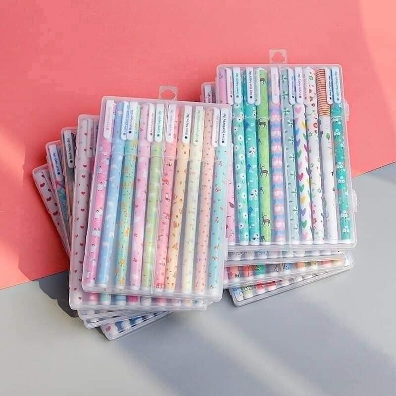Hộp 10 bút mực đen dễ thương, bút  nét nhỏ phong cách hàn quốc