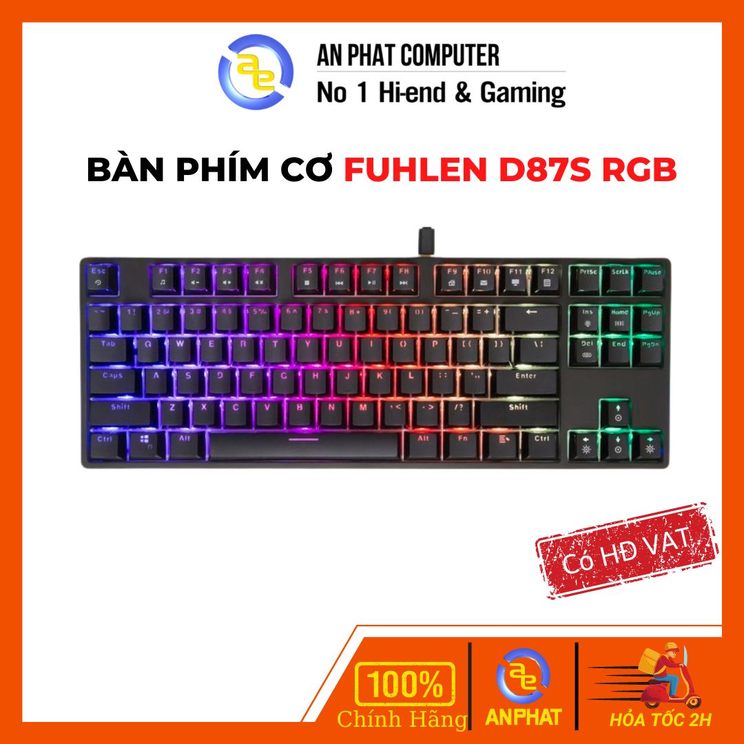 Bàn phím cơ fuhlen d87s rgb red switch - bảo hành chính hãng 24 tháng