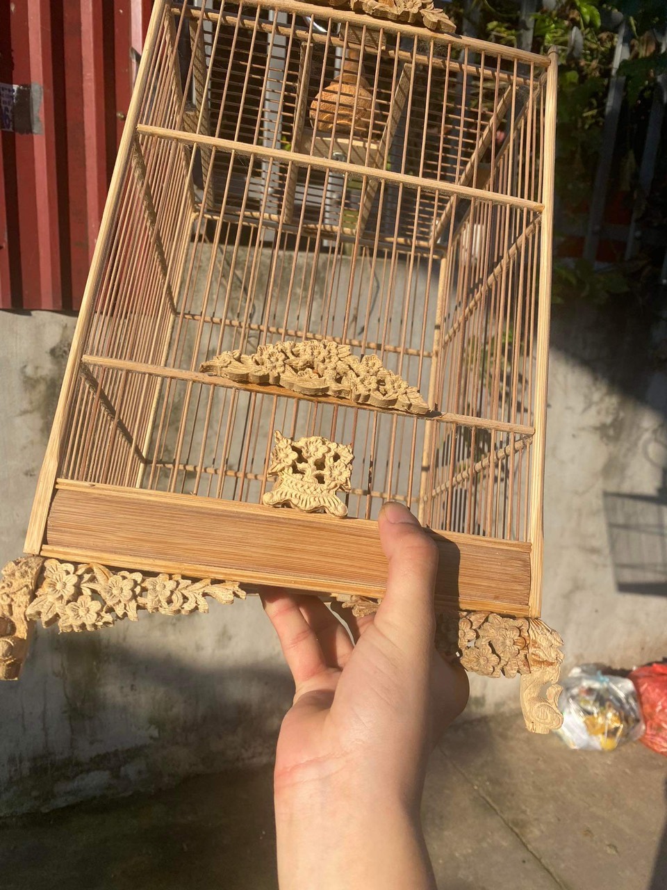 Khung lồng khuyên hút mật tự giáp hoa mai tre già hàng tuyển