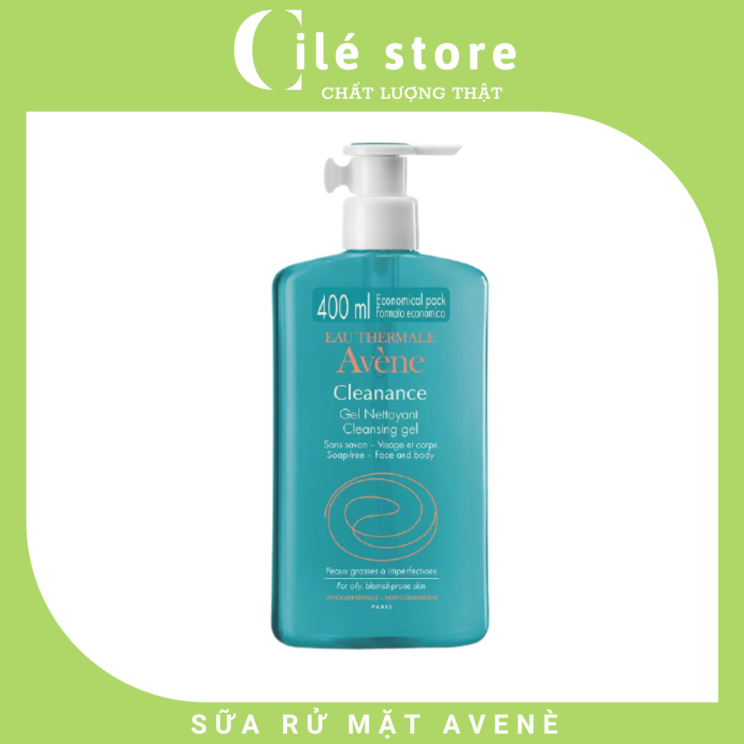 Sữa rửa mặt avene cleanance cleansing da dầu mụn gel