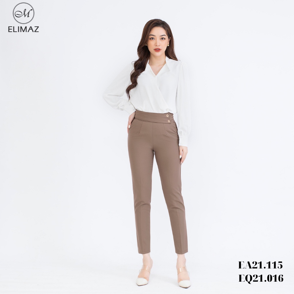 Quần âu nữ Elimaz công sở lưng cao 2 khuy eo chất liệu tuýt si cao cấp EQ21.016