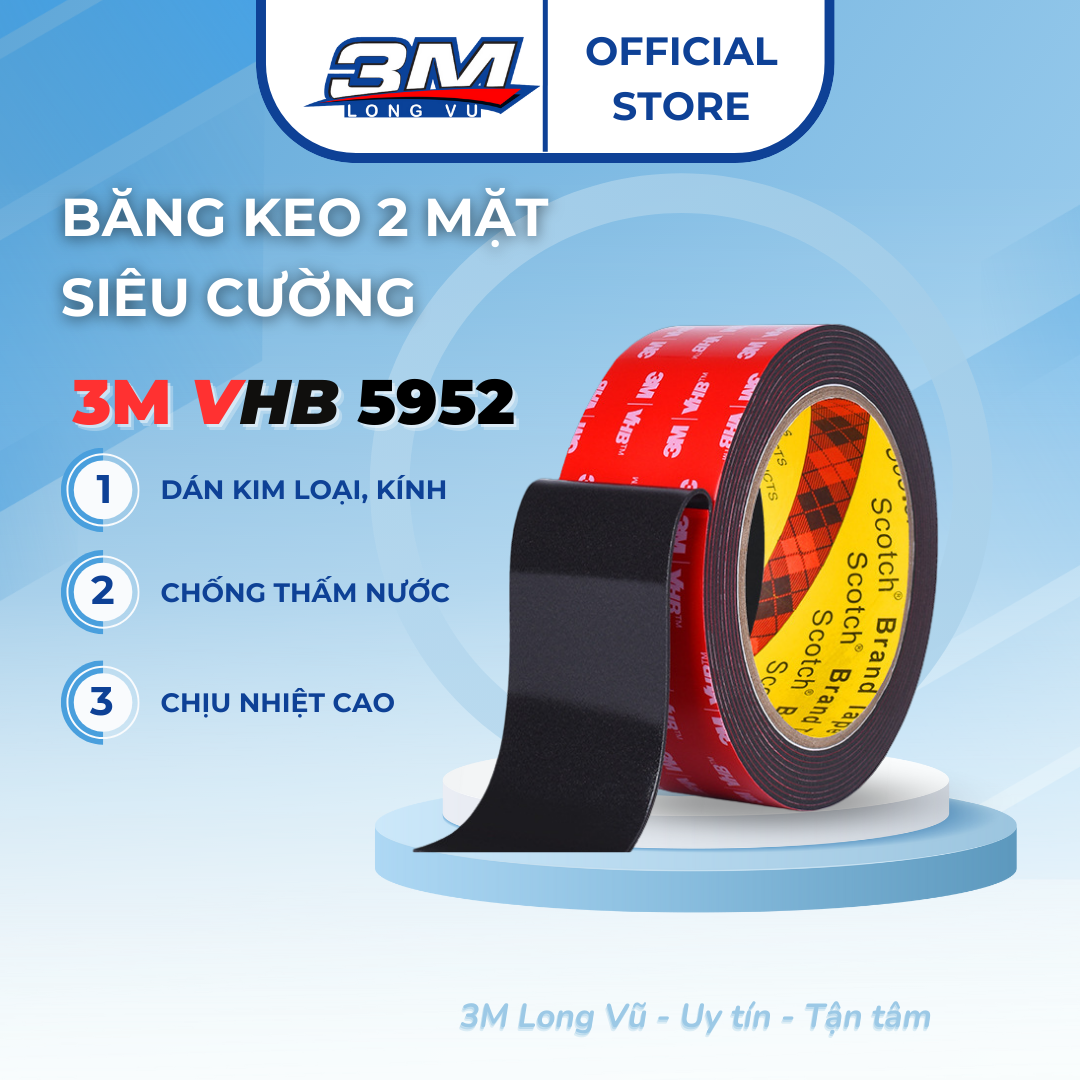 Băng Keo Cường Lực Siêu Dính 3M VHB 5952 (10mm, 20mm x dài 4.5m)
