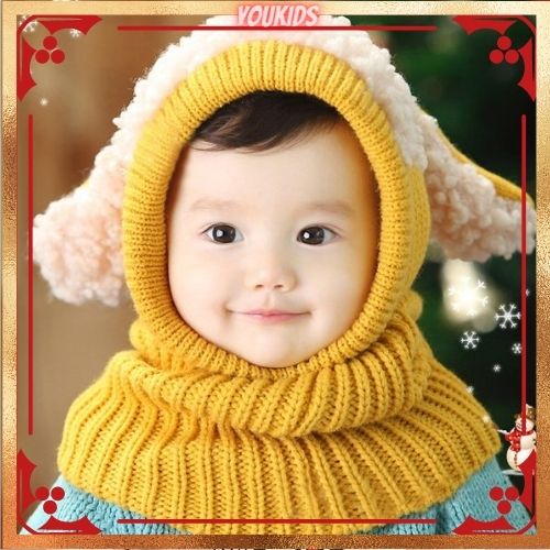 Mũ len tai cừu dễ thương ấm áp cho bé