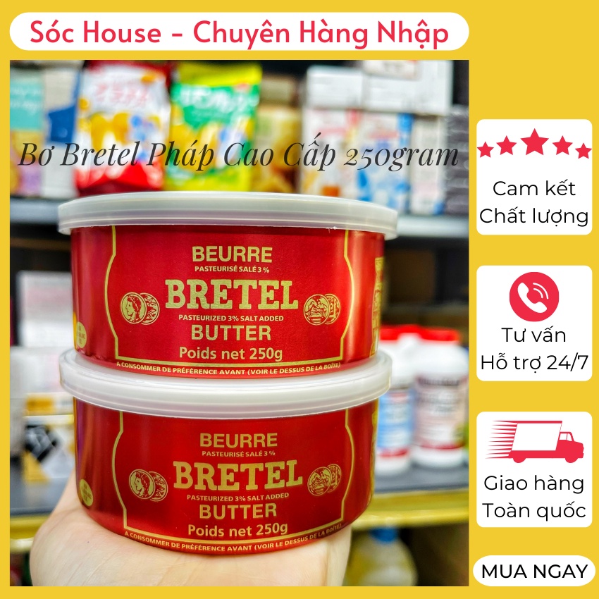 Bơ Bretel 250gr Pháp Bơ mặn cao cấp làm gia vị cực ngon Date mới