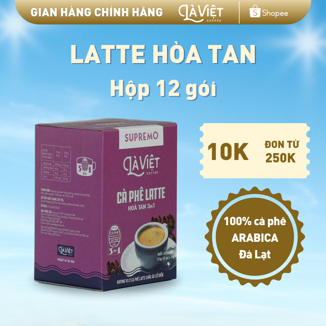 Cà phê hòa tan là việt cà phê latte - supremo 3in1 216gr vị cổ điển