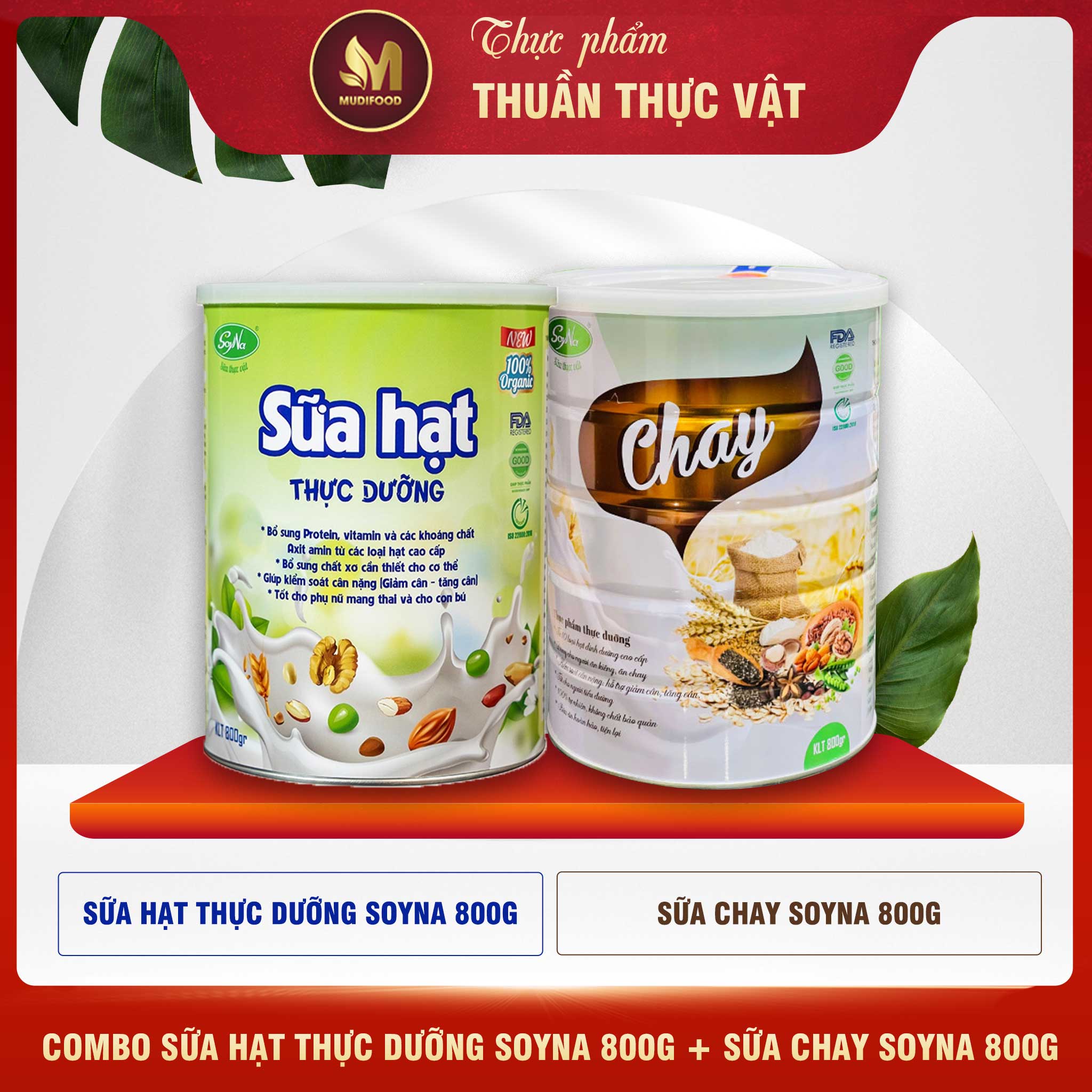 Combo Sữa Chay Soyna 400g + Sữa Hạt Soyna 400g