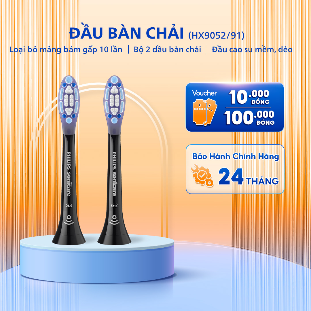 Đầu Bàn Chải Điện Philips Sonicare G3 Premium Gum Care HX9052/91, Hỗ Trợ Nướu Răng Khỏe, Màu Đen
