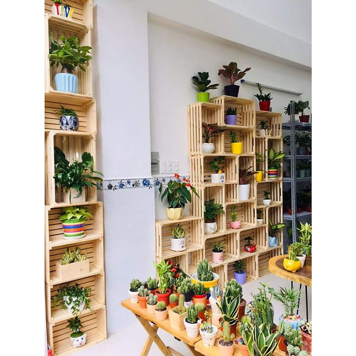 COMBO 12 THÙNG GỖ PALLET LẮP GHÉP 40x26x16 CM, THÙNG CRATE ĐA NĂNG, TỦ KỆ TỰ BỐ TRÍ THEO Ý THÍCH