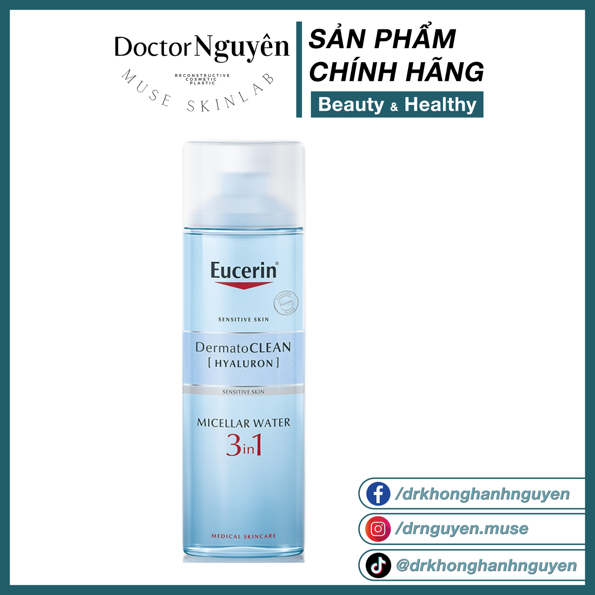 [HÀNG NHẬP KHẨU] Nước Tẩy Trang Eucerin DermatoCLEAN Hyaluron Micellar Water 3 in 1