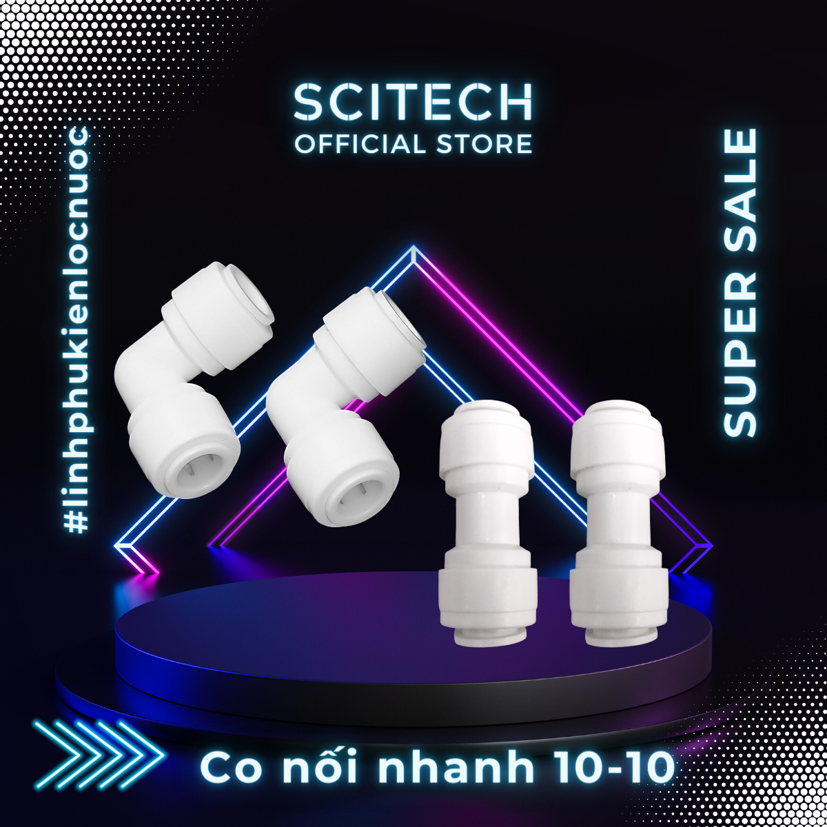 Co cút nối nhanh 2 đầu dây 10 dùng trong máy lọc nước - Scitech Water