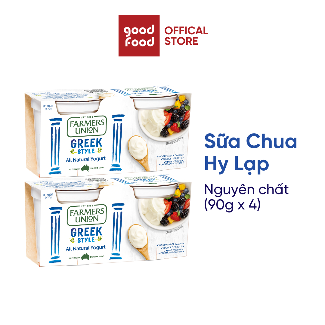 Lốc 4 hộp sữa chua Hy Lạp nguyên chất Farmers Union Farmers Union Greek Style Naturral 140g