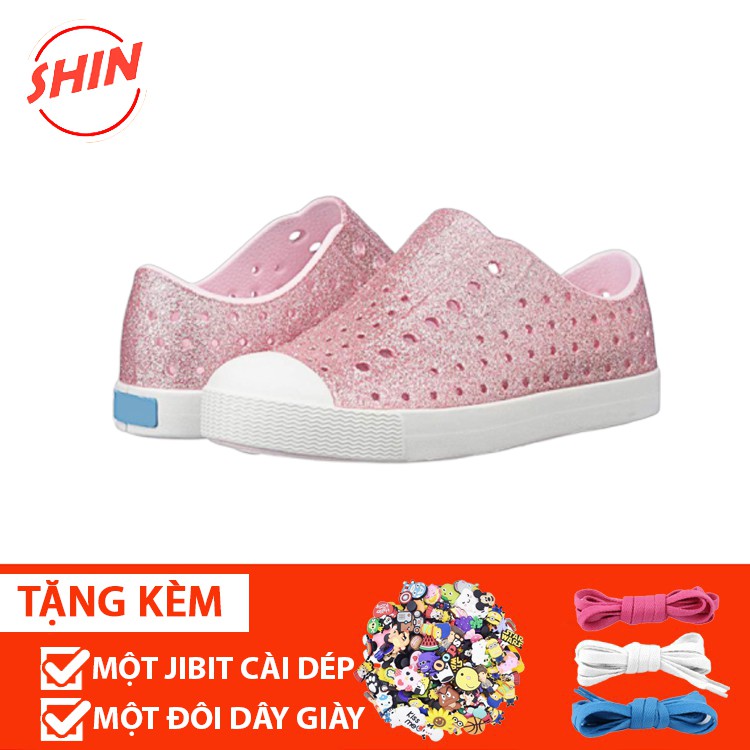 Giày Native Kim Tuyến Loại A Na07 Thời Trang Phù Hợp Cho Bé Gái+Free 2 Cài Dép+ Dây Giày Tự Chọn-Phân Phối Chính Thức
