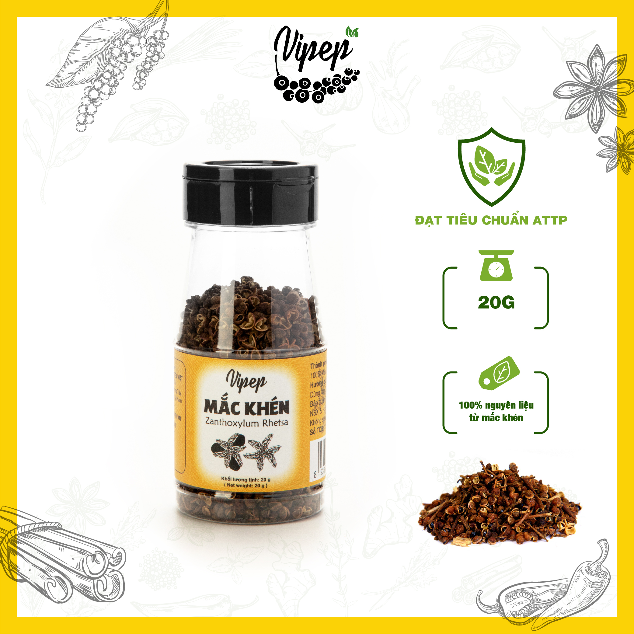 Mắc khén tự nhiên vipep hũ nhựa 20g