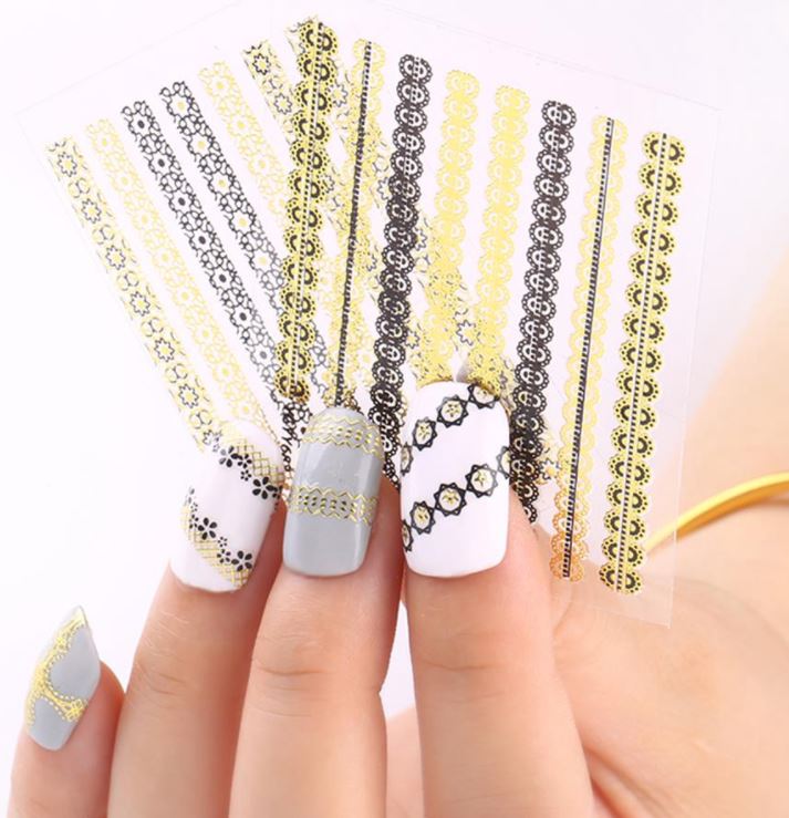 Tấm decal ánh vàng dán móng nghệ thuật