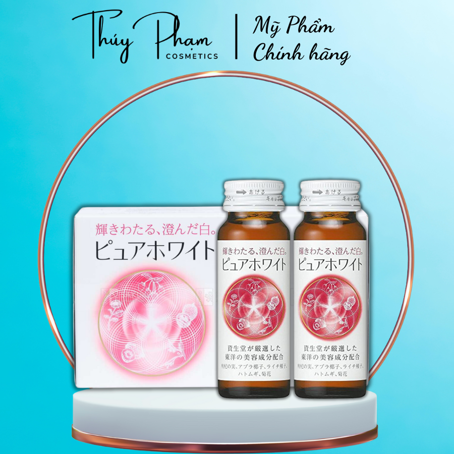 Nước uống trắng da Shiseido Pure White hộp 10 lọ x 50ml, Nước uống Collagen Shiseido Pure White Nhật Bản
