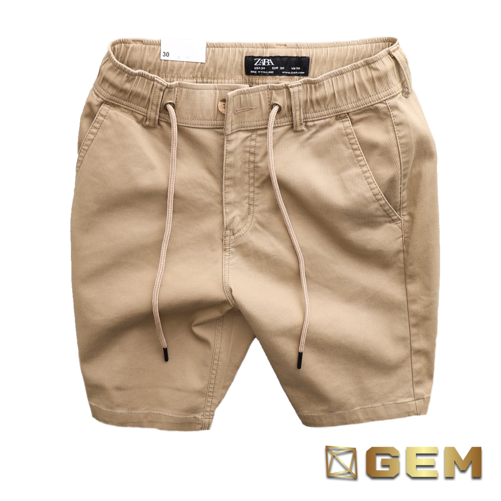 Quần short nam kaki lưng thun co giãn thoải mái, quần đùi nam lưng thun chất kaki co giãn màu vàng bò nhung tăm chuẩn form