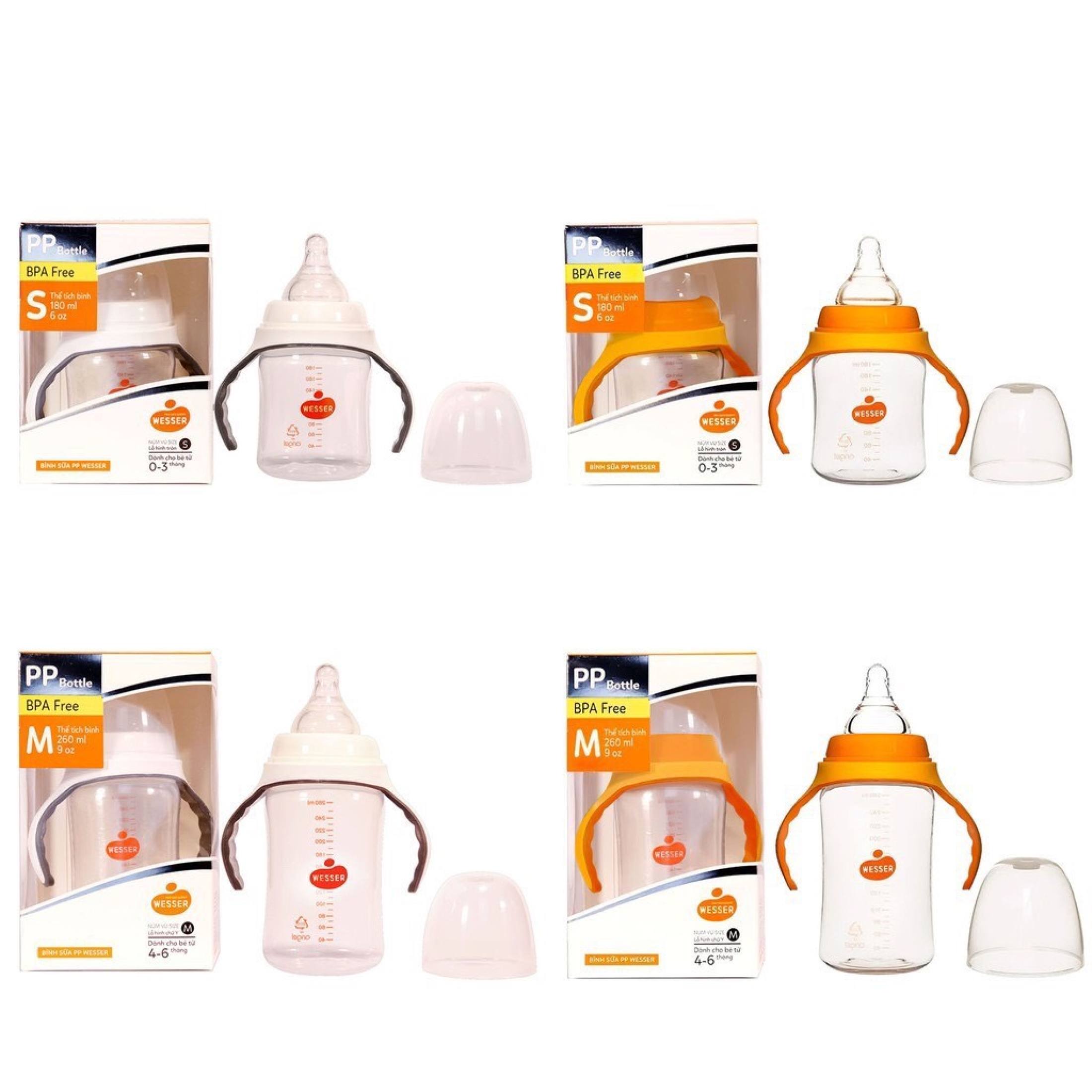 Bình sữa wesser cổ rộng pp mẫu mới 180ml - 260ml