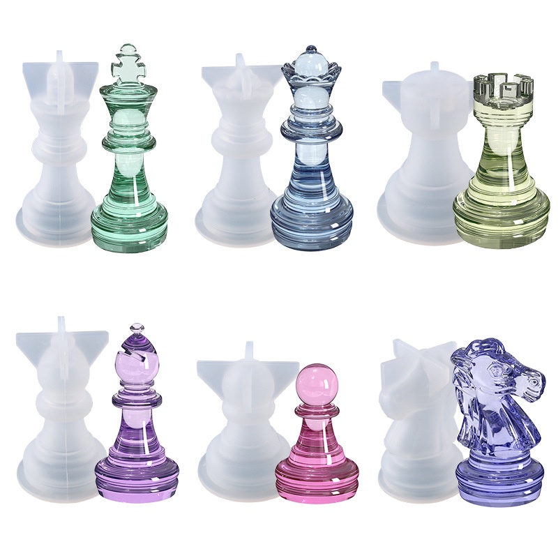 Bộ khuôn silicone cờ vua gồm khuôn quân cờ và khuôn bàn cờ vua