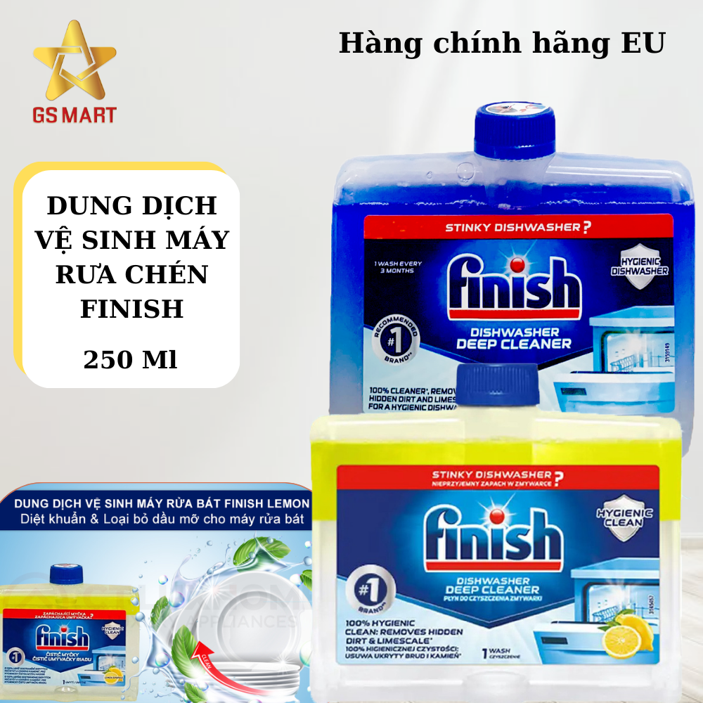 Chai dung dịch vệ sinh máy rửa chén bát finish chai 250ml