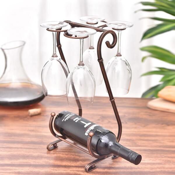 Giá treo ly và để chai vang lynhdecor màu đồng loại 4 ly nt053