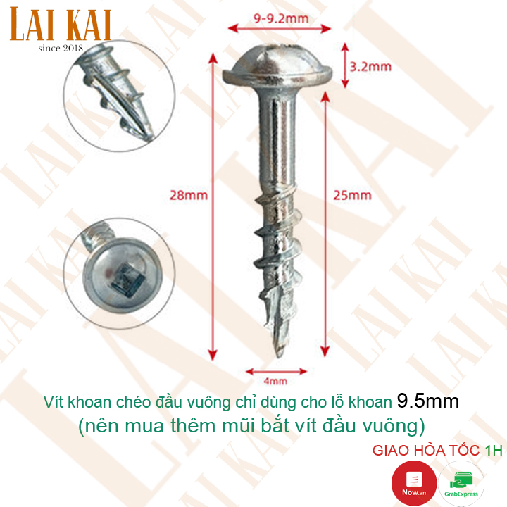Vít khoan chéo đầu vuông mũi bắt vít
