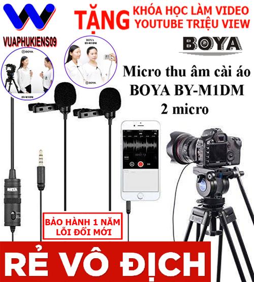Micro đôi boya by-m1dm thu âm gài áo cho điện thoại máy tính máy quay và các dòng máy thu âm