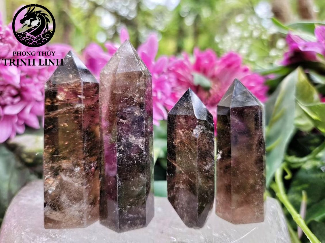 Trụ đá Thạch Anh Khói thanh tẩy dùng trong Tarot, reiki, thiền định,yoga cân bằng, phong thủy