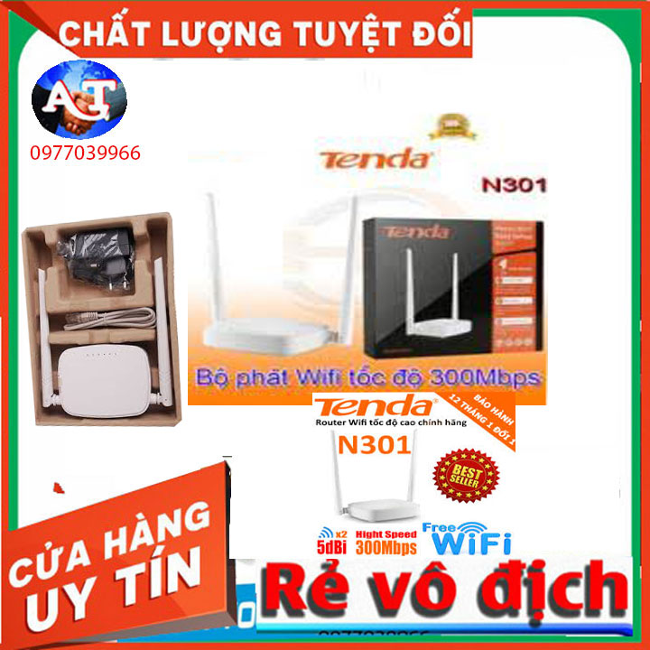 Thiết bị phát sóng wifi 2 anten tốc độ 300m tenda n301