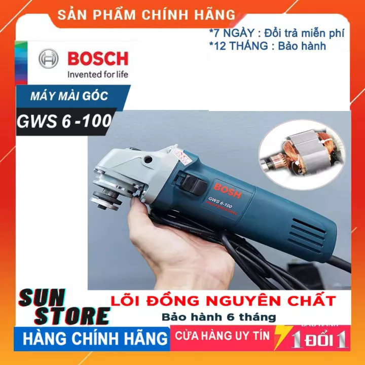 [HCM][ BIG SALE OFF ]  Máy Mài góc  BOOSCH GWS 6-100 SM   MÁY CẮT CẦM TAY- 670W  - Bảo Hành 6 Tháng -Chuyên dùng để mài góc cắt sắt  gỗ  gạch đá trong gia đình hoặc công trình