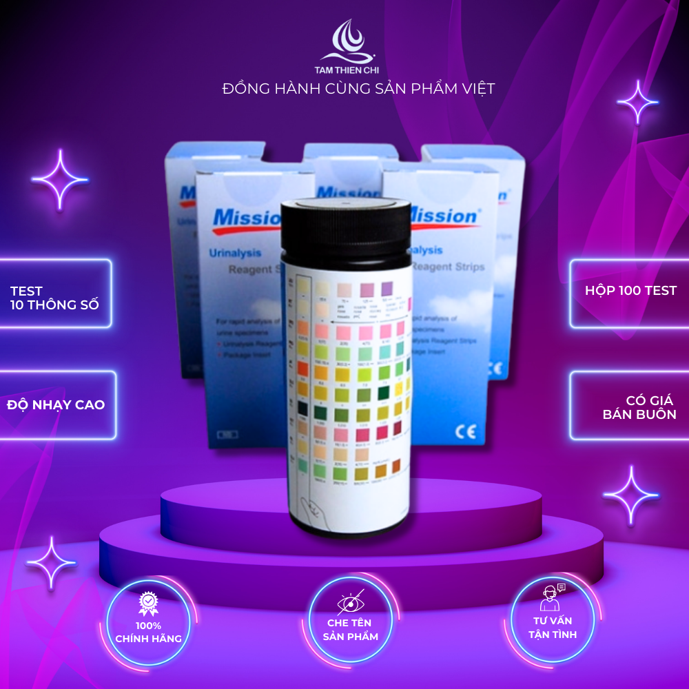 Que nước tiểu acon mission 10 thông số urs 10 hộp 100 test tâm thiện chí