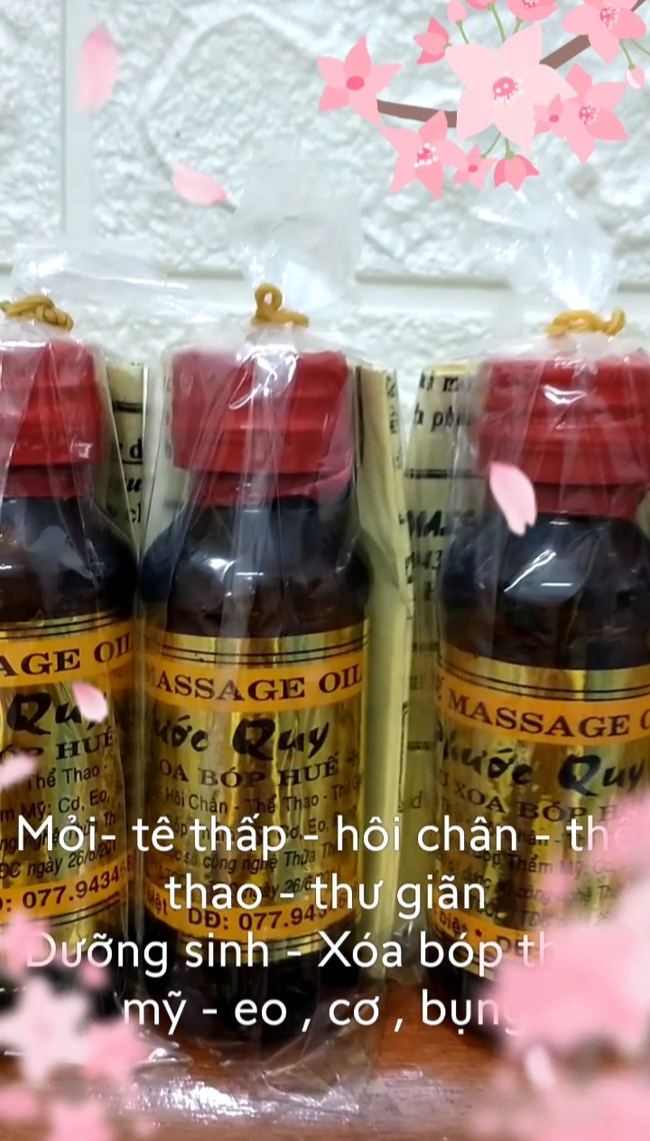 3 Dầu massage Huế PHƯỚC QUY ( xoa bóp 3 lọ x 60ml chai thủy tinh , loại đặc biệt )