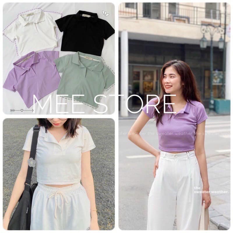 ( ẢNH THẬT) Áo croptop thun cổ đức ôm body chất cotton mát mịn CRT03, áo thun polo, áo thun ôm body, áo nữ, áo nhữ ngắn tay, áo phông nữ, áo phông có cổ, áo croptop kiểu, áo croptop ôm eo, áo nữ kiểu