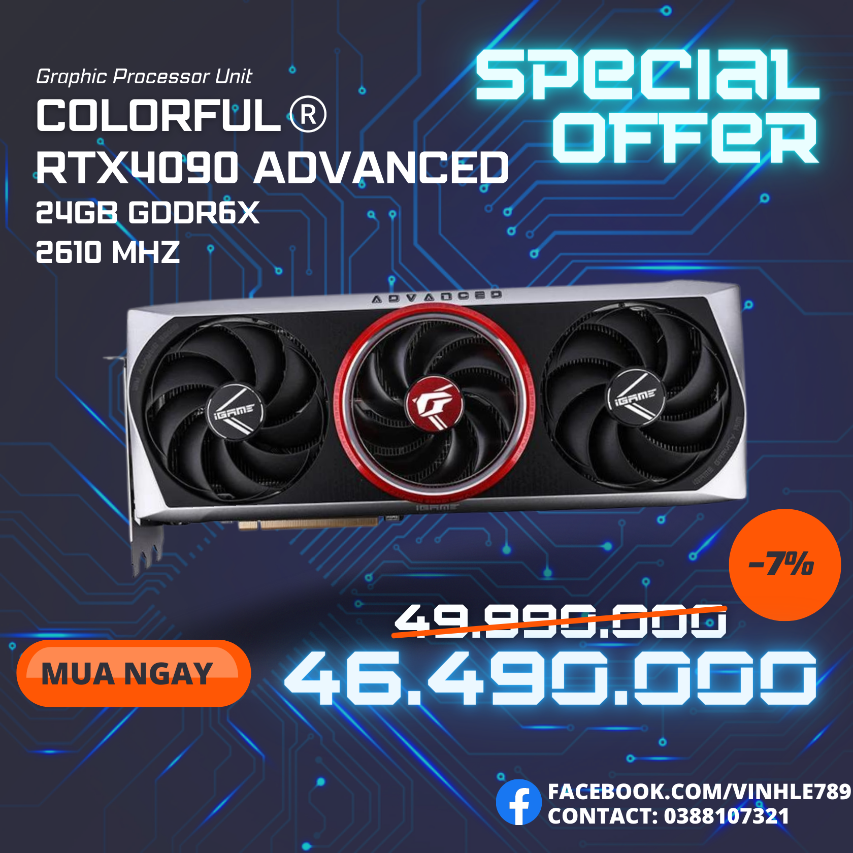 Card màn hình COLORFUL RTX 4090 ADVANCED NEW