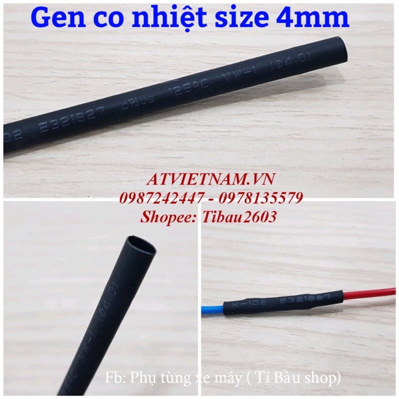 Co nhiệt size 4mm , gen co nhiệt phi 4mm