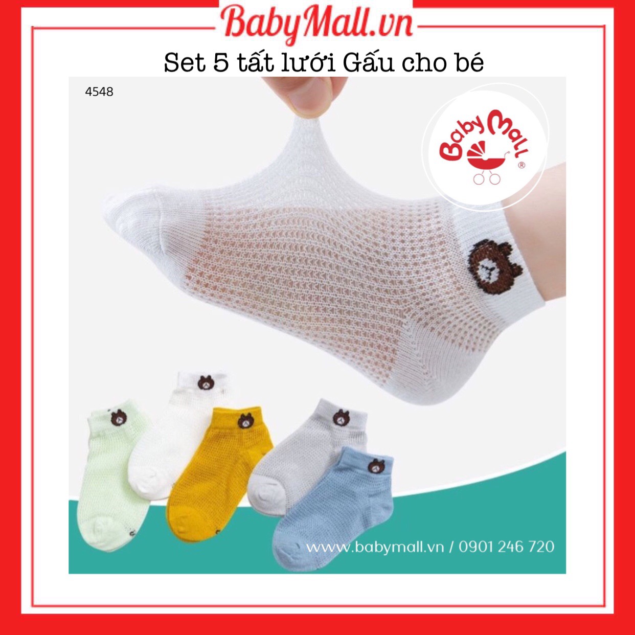 Set 5 tất lưới Gấu cho bé Babymall.vn