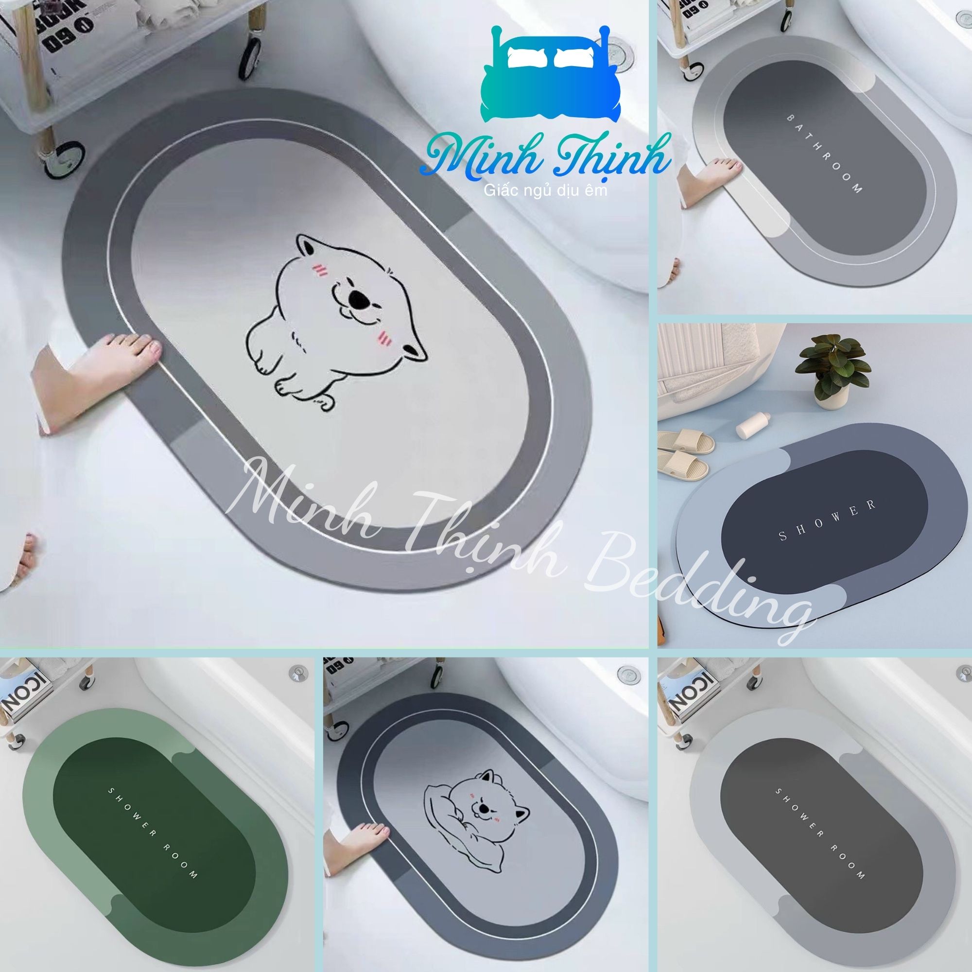 Thảm lau chân, chùi chân silicon thấm hút nước, bay hơi nước nhanh chóng, không nấm mốc size 40x60)