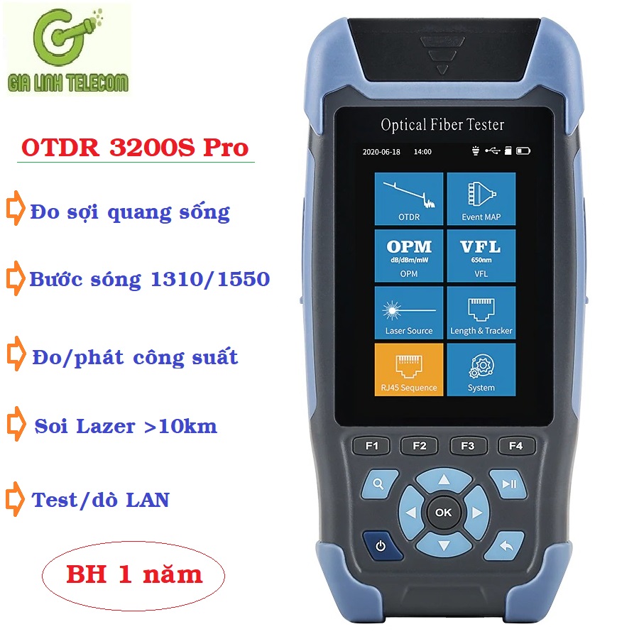 Máy đo otdr 3200s pro tiếng việt 2 bước sóng 1310/1550nm đo sợi quang sống